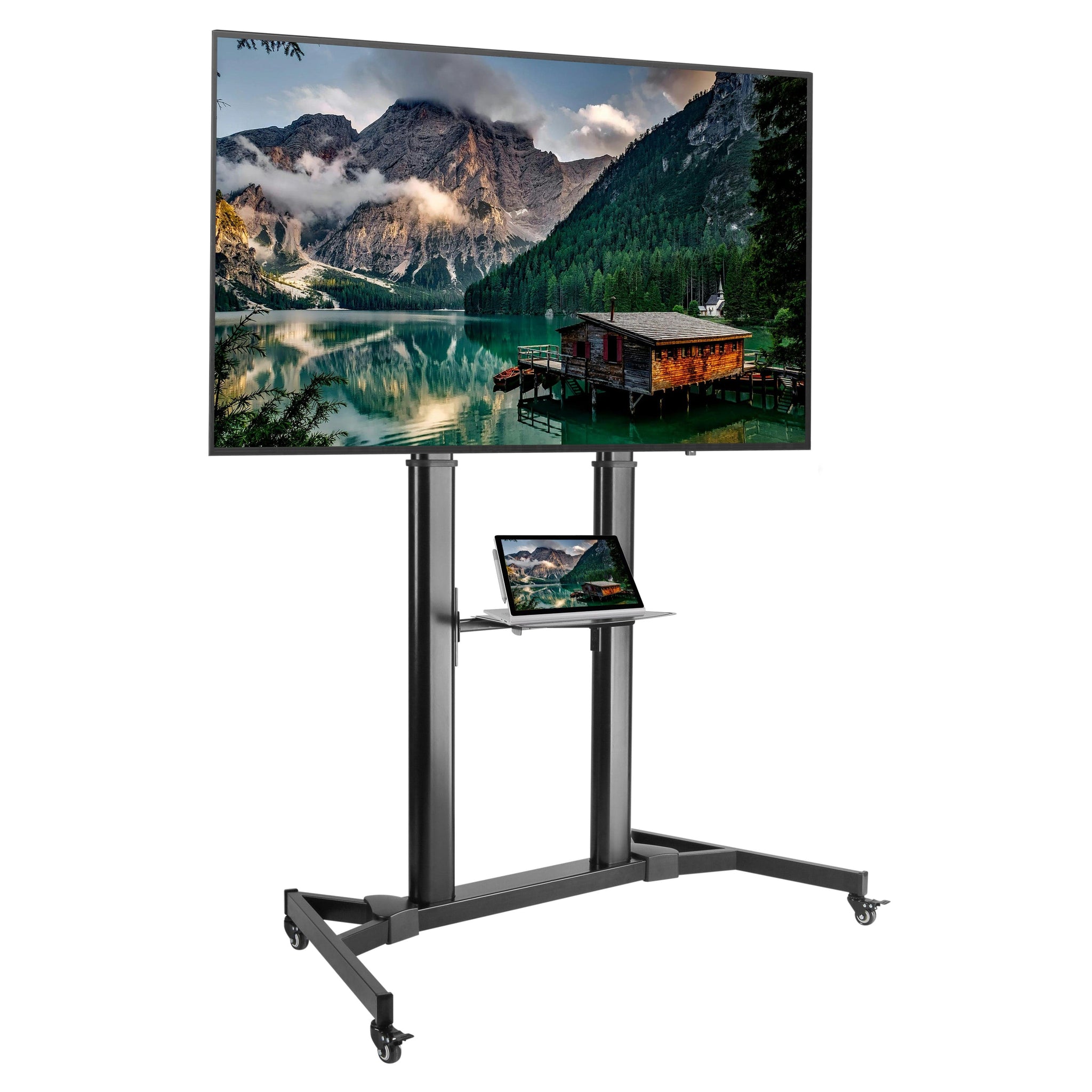 ProperAV Mobile TV Trolley Stand on Wheels for 60