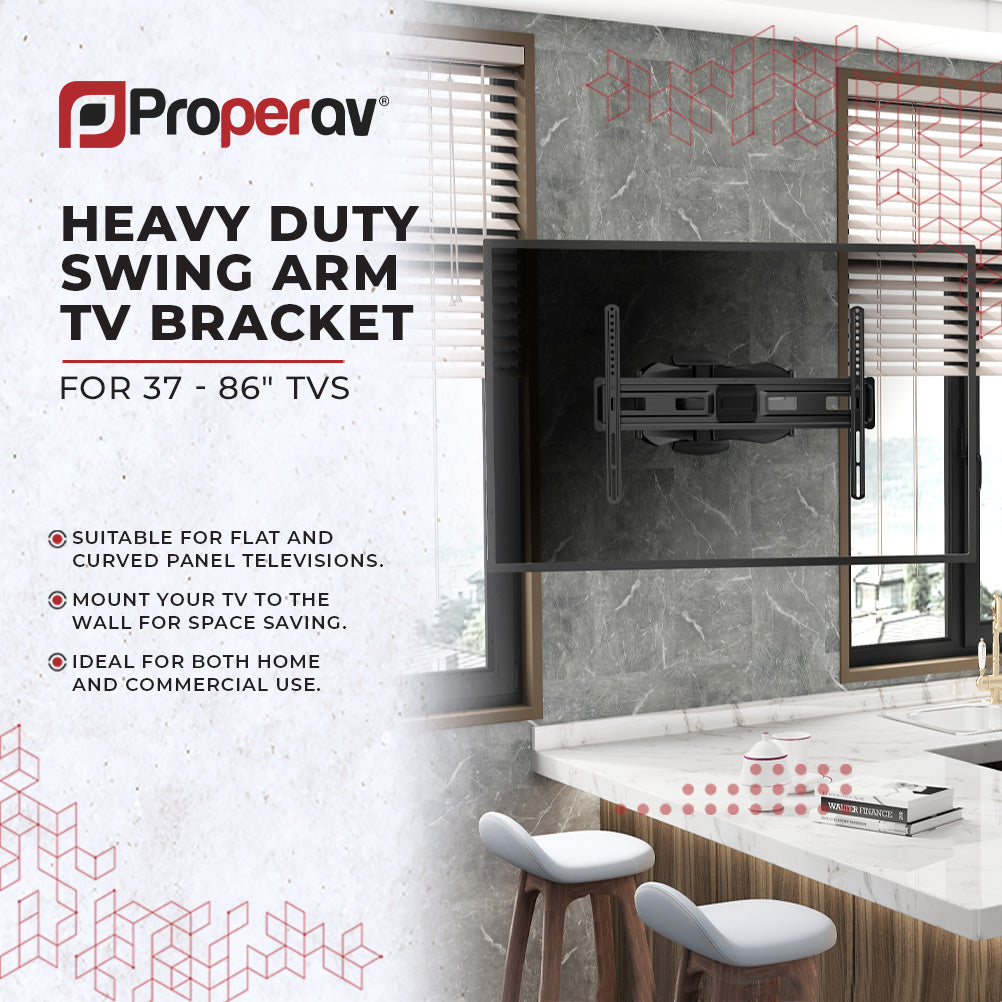 ProperAV TV Wall Bracket (37" - 86" / 45kg Capacity / VESA Max. 600x400) - Black