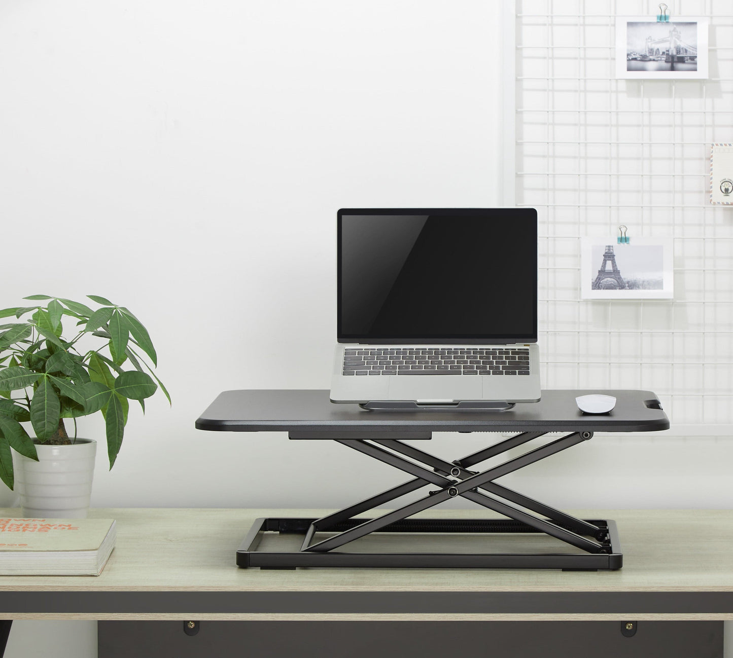 ProperAV LITE Stand Up Desk Converter with Variable Height Settings - Black - maplin.co.uk