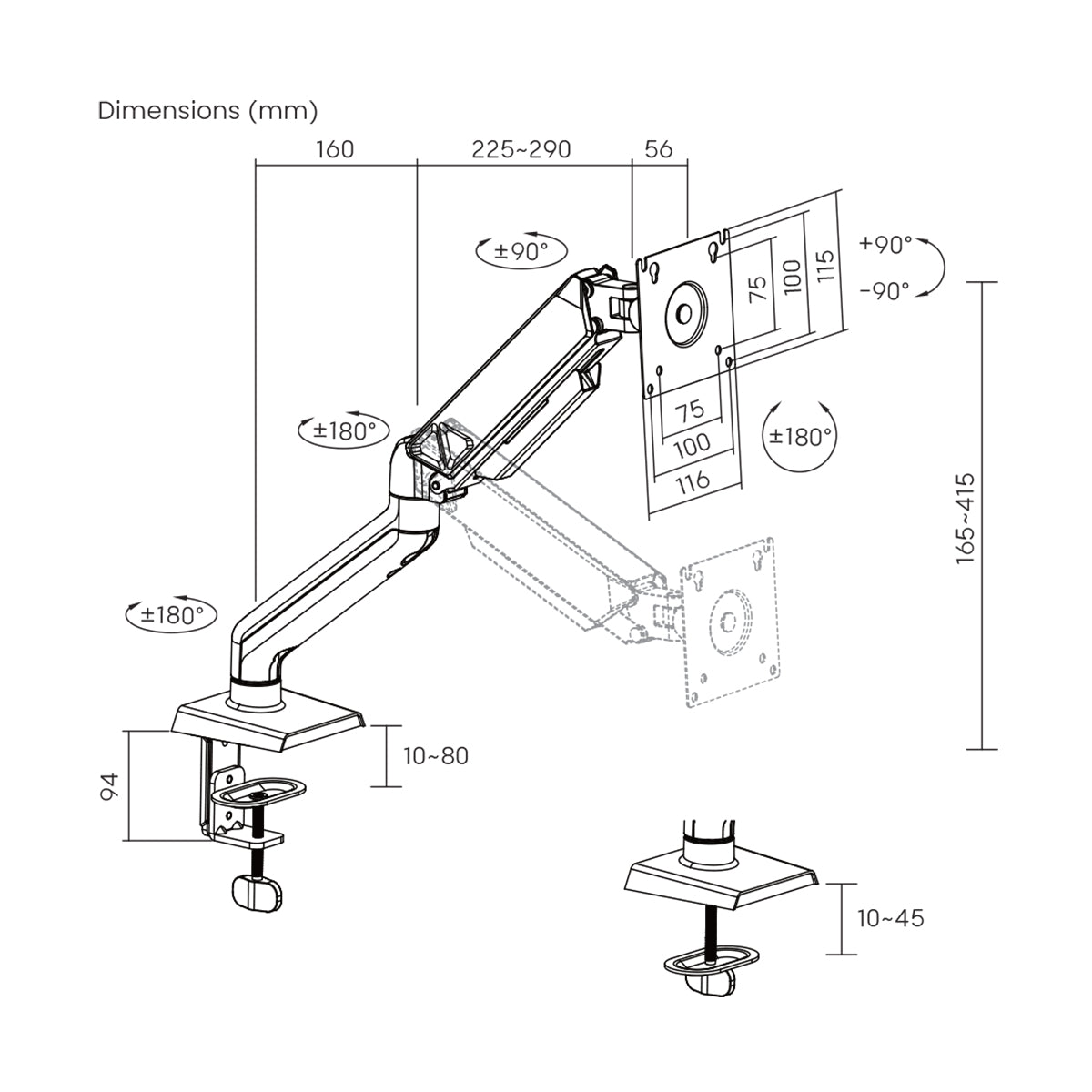 ProperAV Desk Monitor Mount 17