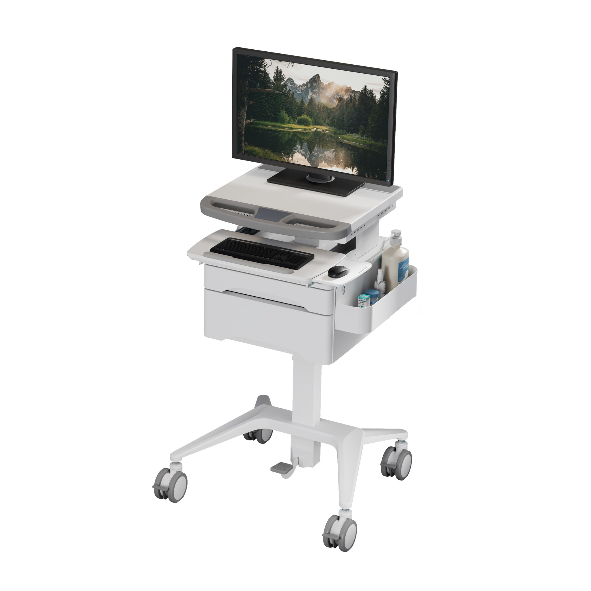 ProperAV Mobile Workstation Trolley Cart with Drawers