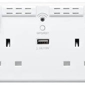 British General Square Edge 13A 2 Gang Switched Socket with Wi-Fi Extender + 1x USB-A 2.1A - White - maplin.co.uk