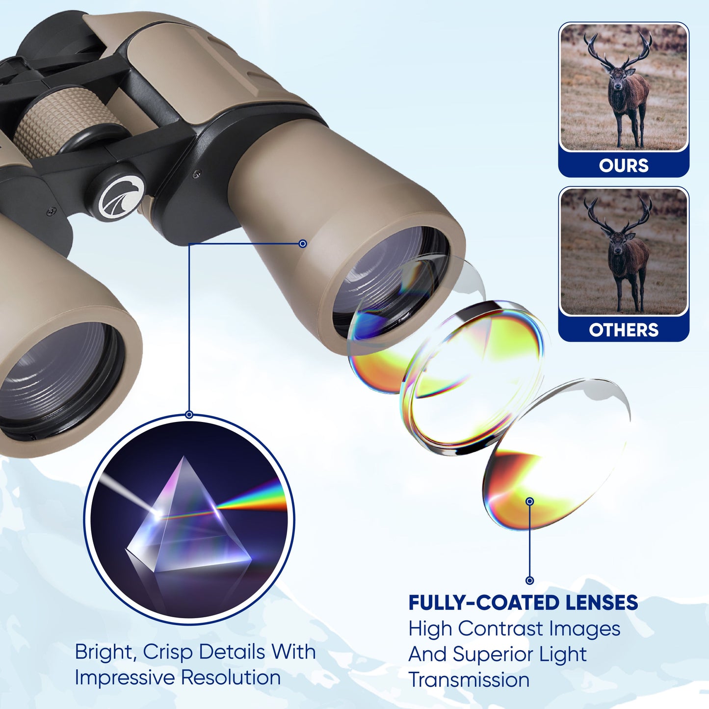 PRAKTICA Falcon 12x50mm Porro Prism Field Binoculars - Sand - maplin.co.uk