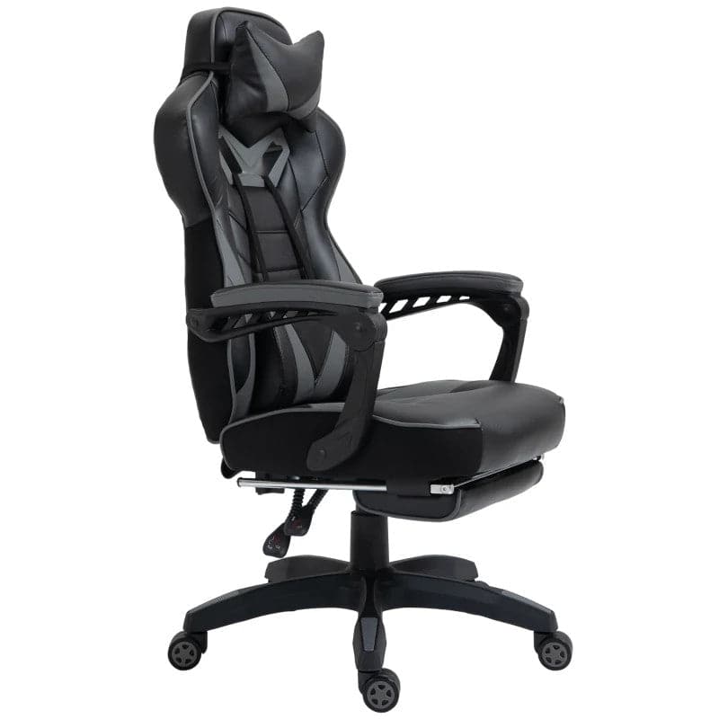 Maplin Plus Ergonomic Racing Adjustable Reclining Gaming Office Chair with Headrest, Lumbar Support & Retractable Footrest