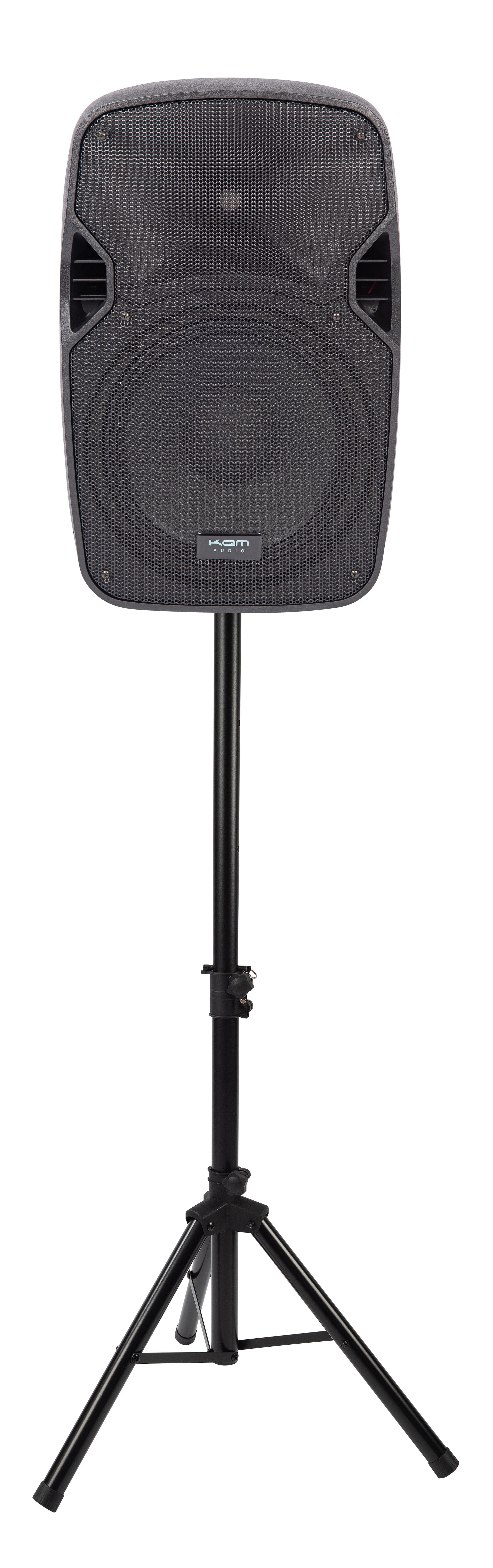 Kam RZ12ABT Active 250W Wireless Bluetooth Speaker with Speaker Stand - maplin.co.uk