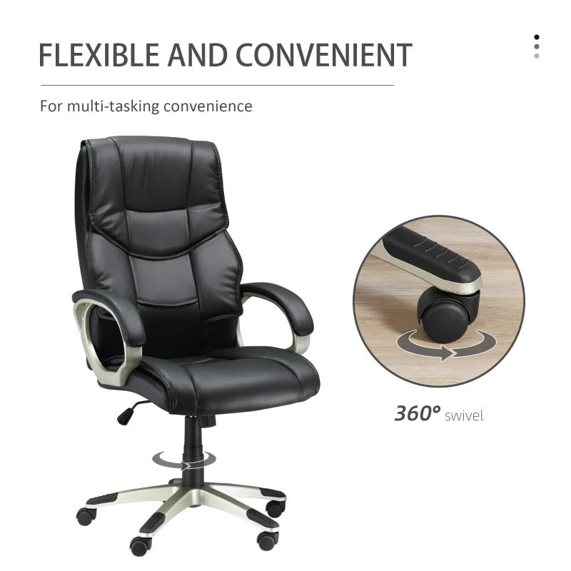 ProperAV Extra High Back Faux Leather Adjustable Height Swivel Executive Office Chair with Rocking Function - maplin.co.uk