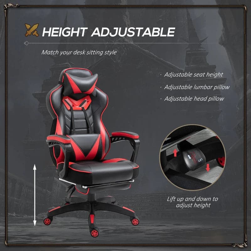 Maplin Plus Ergonomic Racing Adjustable Reclining Gaming Office Chair with Headrest, Lumbar Support & Retractable Footrest - maplin.co.uk