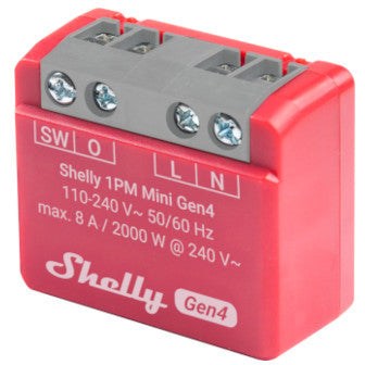 Shelly 1PM Mini Gen4 WiFi/Zigbee-Operated 8A Relay Switch with Power Monitoring Single