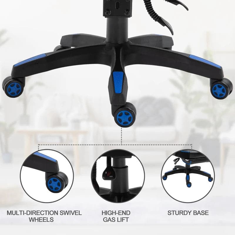 Maplin Plus Ergonomic Racing Adjustable Reclining Gaming Office Chair with Headrest, Lumbar Support & Retractable Footrest