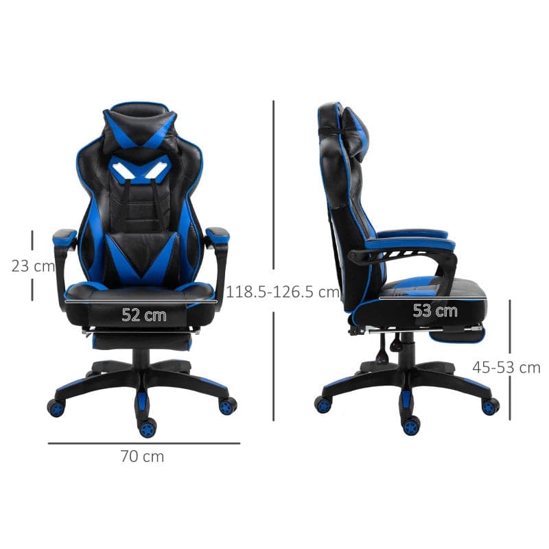Maplin Plus Ergonomic Racing Adjustable Reclining Gaming Office Chair with Headrest, Lumbar Support & Retractable Footrest