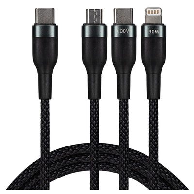 Maplin USB-C to USB-C / Lightning / Micro USB 3-in-1 Multi-Charging Cable - 3m