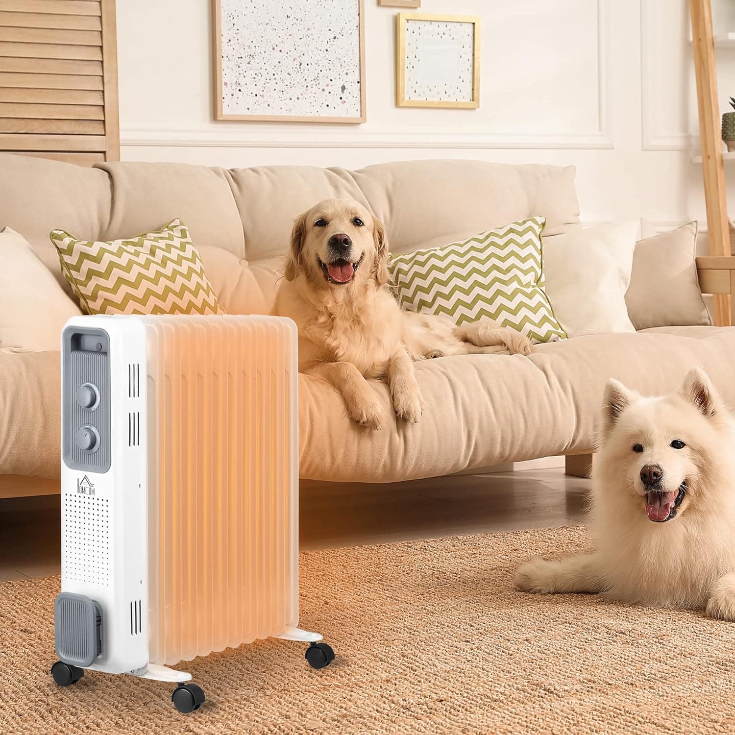 Maplin 11 Fin Portable Oil Filled Radiator with Wheels & 3 Heat Settings - White - maplin.co.uk