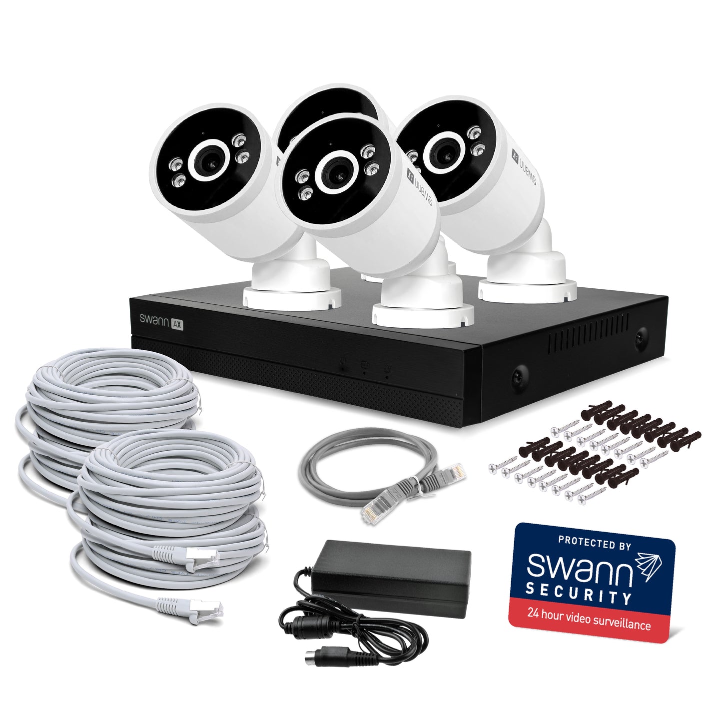 Swann AdvancedX 4K 1TB 8-Channel Wired PoE NVR CCTV with 4 Bullet Camera Kit