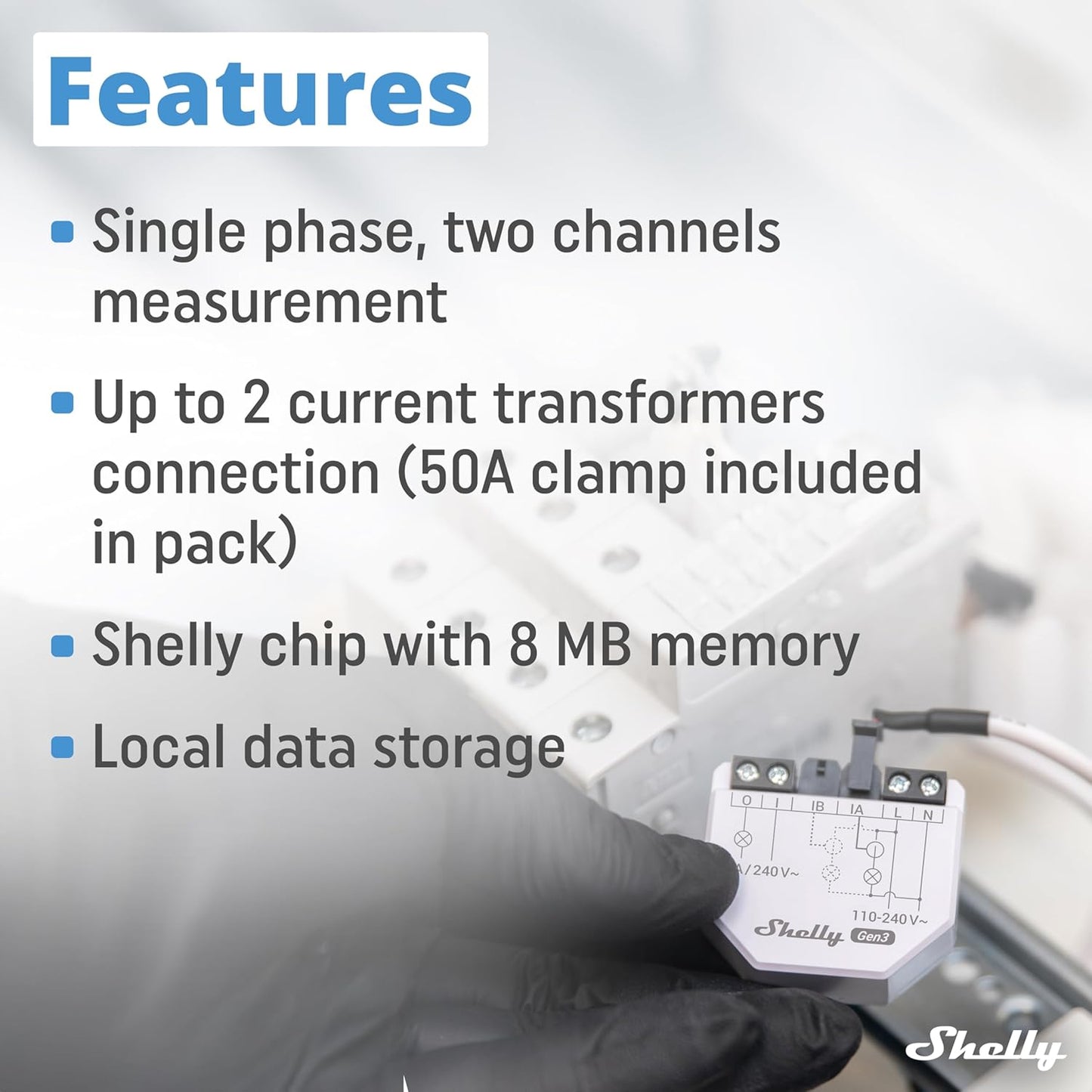 Shelly EM Gen3 WiFi Energy Meter with Contactor Control