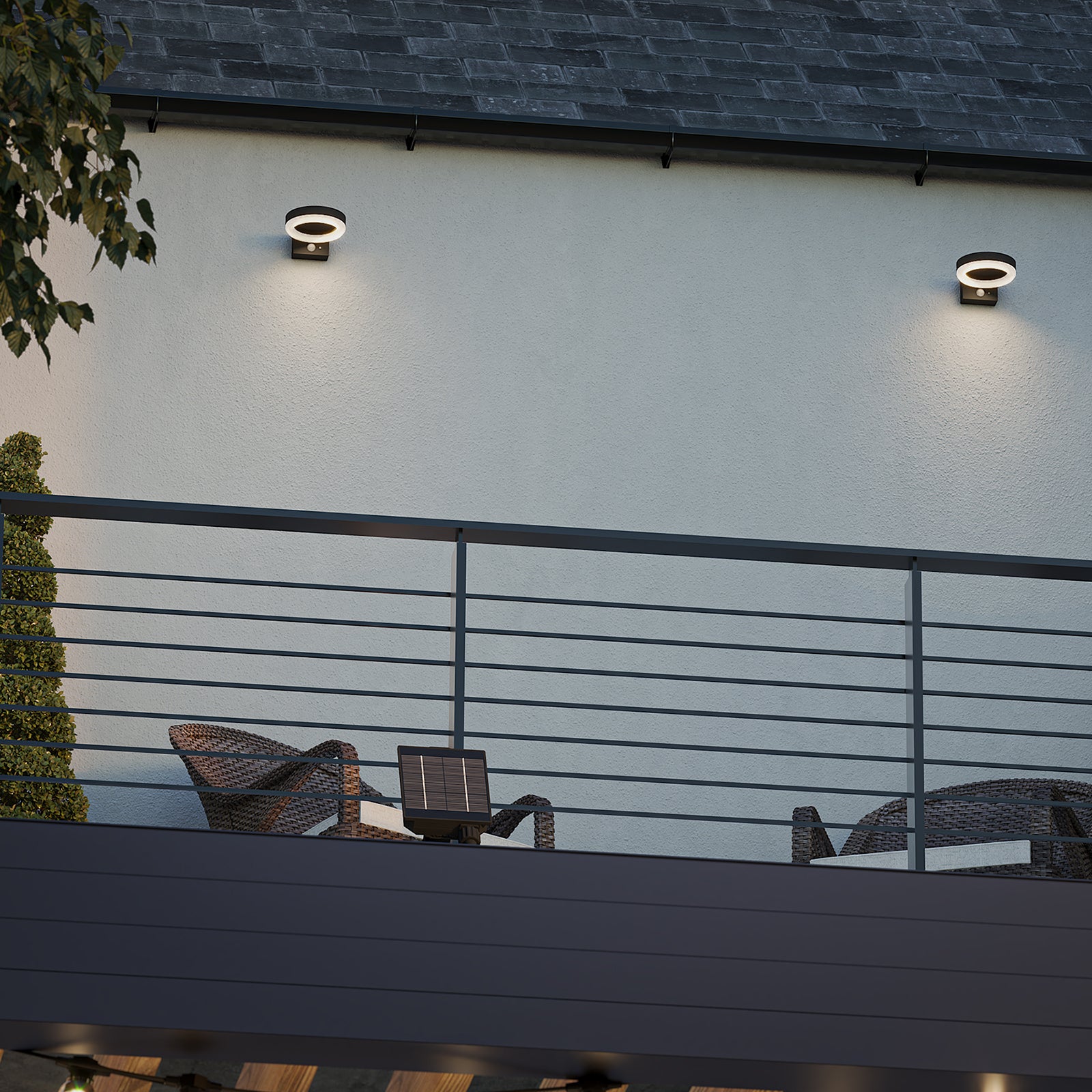 4lite Antheia Solar Sleek IP54 LED Outdoor Wall Light with Built in PIR Motion Sensor