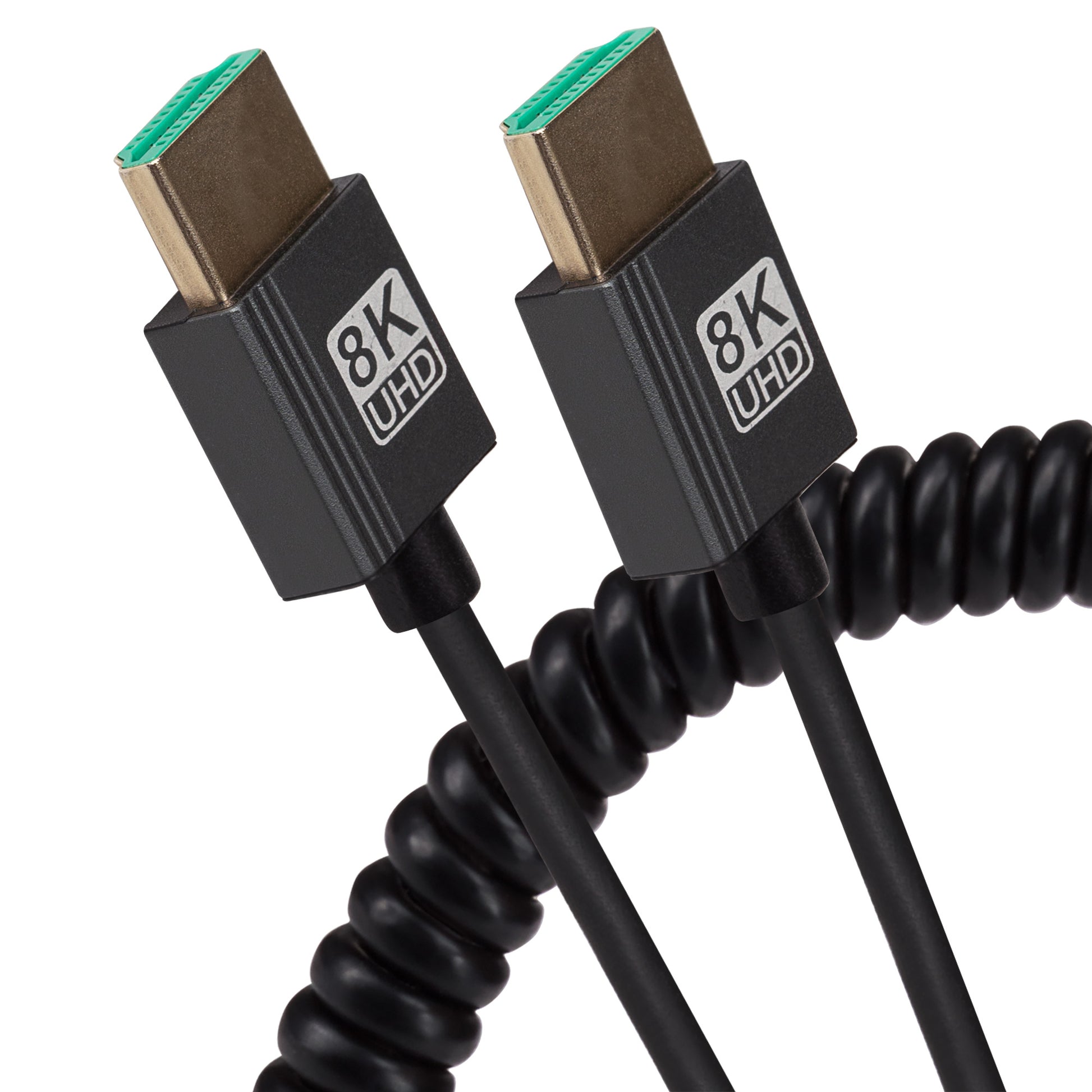 Maplin HDMI to HDMI 8K Ultra HD Coiled Cable - Black, 1m