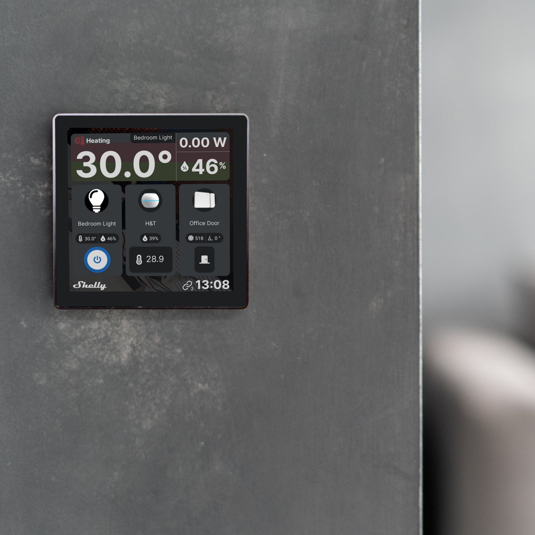 Shelly Wall Display with BLU H&T Temperature & Humidity Sensor