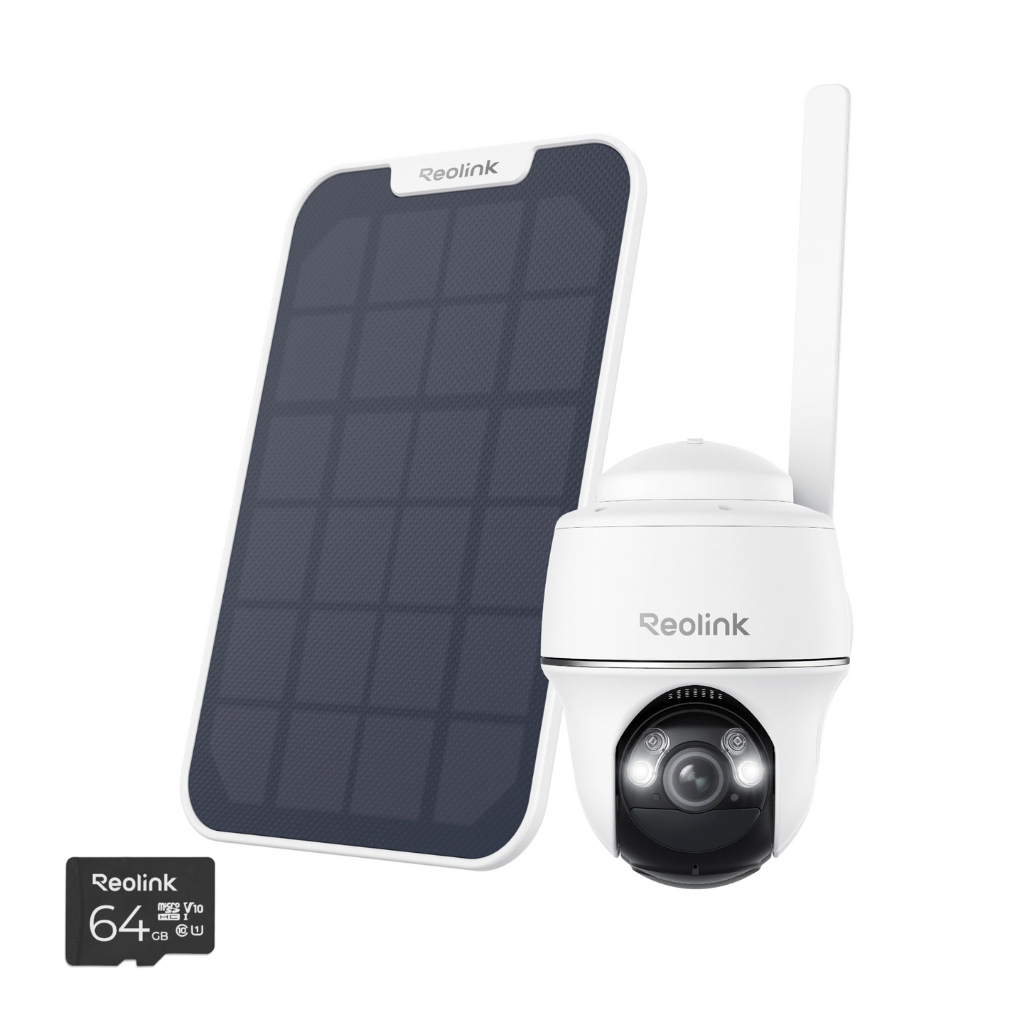 Reolink Go Series 2K+ PT Battery 4G LTE Outdoor Security Camera with Solar Panel & 64GB microSD Card