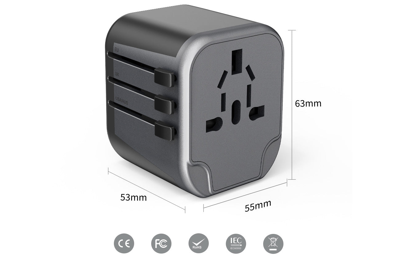 Maplin 2.4A 5V World Wide Travel Adapter Wall Charger with 2x USB-A Ports - maplin.co.uk