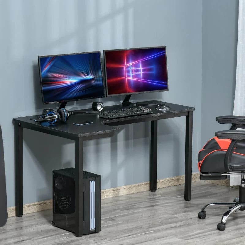 Maplin Plus L-Shaped 145 x 81 x 76cm Gaming Desk with Cable Management - Black - maplin.co.uk