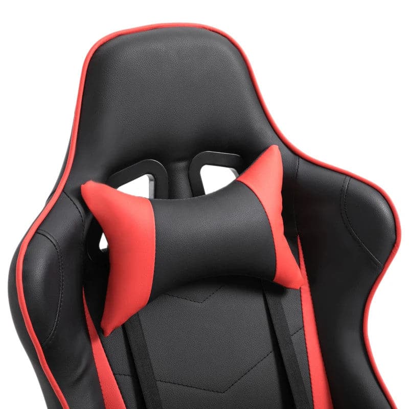 Maplin Plus High-Back Faux Leather Swivel Reclining Office Gaming Chair with Footrest - Red & Black - maplin.co.uk