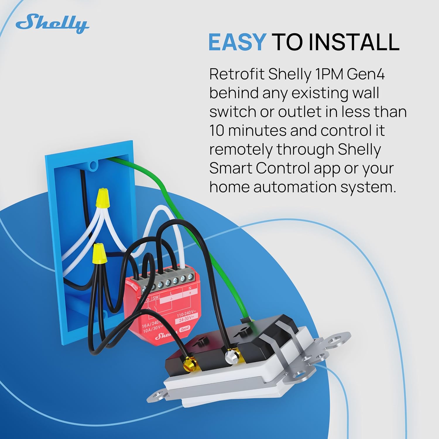 Shelly 1PM Gen4 WiFi/Zigbee-Operated Smart Switch with Power Monitoring (1 channel, 16A)