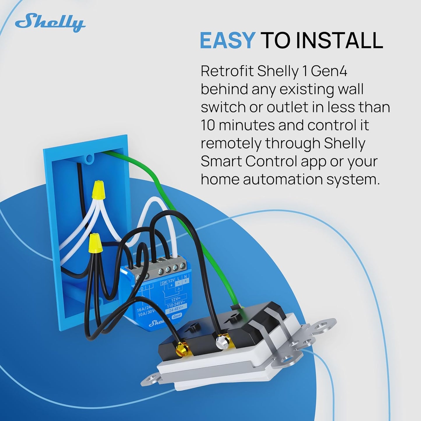Shelly 1 Gen4 WiFi/Zigbee-Operated Smart Switch with Dry Contacts (1 channel, 16A)
