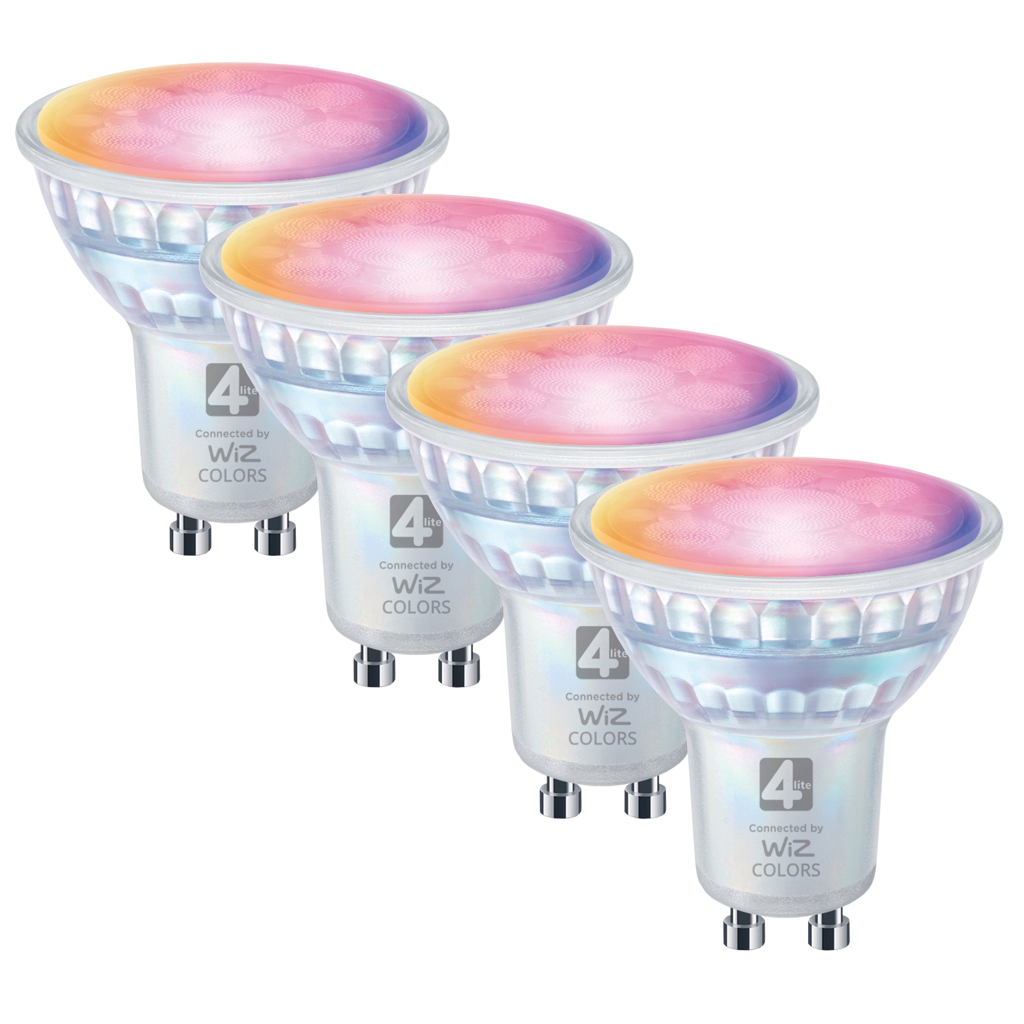 4lite Wiz Connect Dimmable Multicolour WiFi LED Smart Bulb - GU10 Pack of 4