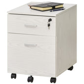 ProperAV Extra 2-Drawer Locking Office Filing Cabinet with 5 Wheels White