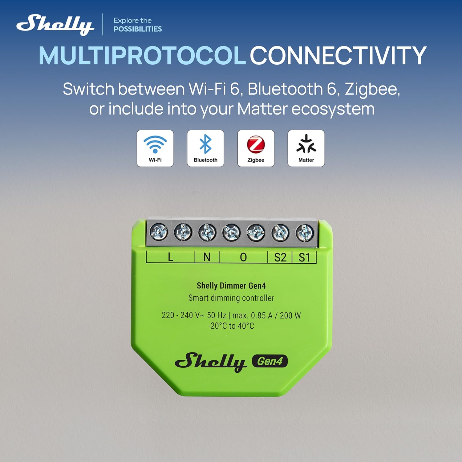 Shelly Dimmer Gen4 Smart Single-Channel Dimming Controller with Power Measurement
