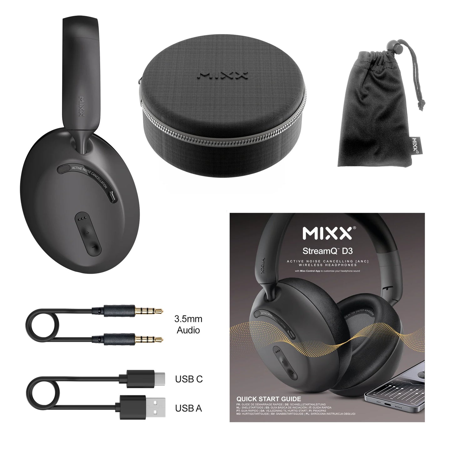 Mixx StreamQ D3 ANC Over Ear Wireless Headphones