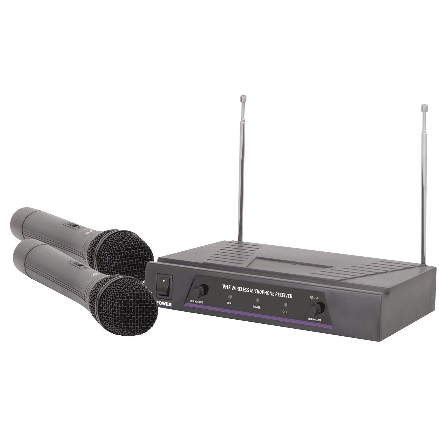 QTX VHF 173.8 + 174.8MHz Dual Wireless Handheld Microphone System