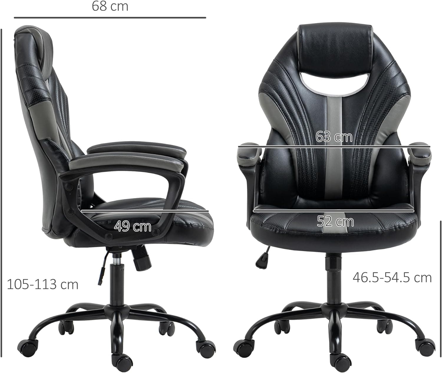 Maplin Plus Faux Leather Adjustable Swivel Gaming Chair - Black - maplin.co.uk