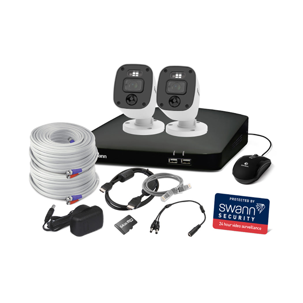 Swann 1080p 64GB 4-Channel Wired DVR CCTV Kit with 2 Bullet Cameras