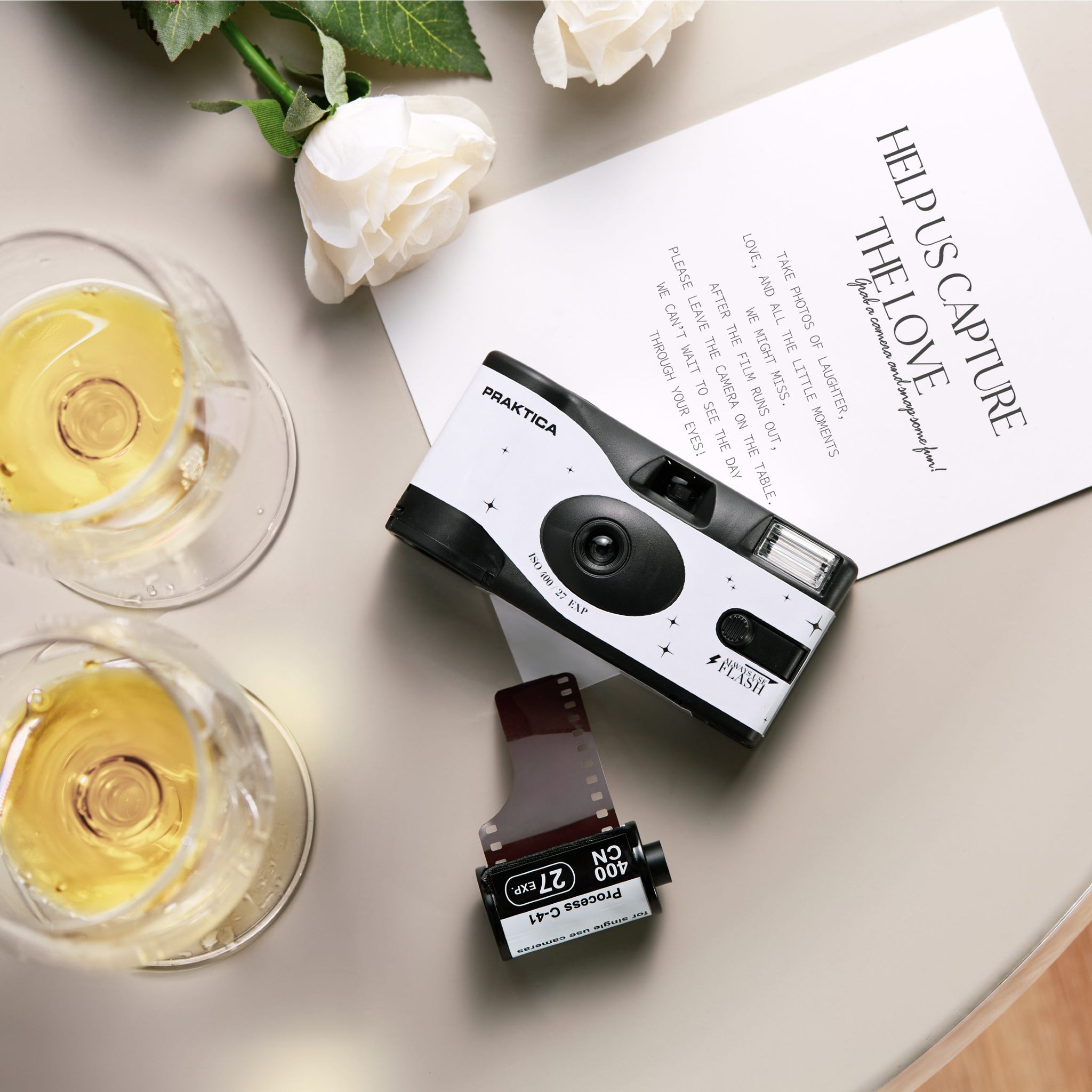 Praktica Single Use Disposable Colour Film Camera with Flash - Wedding White