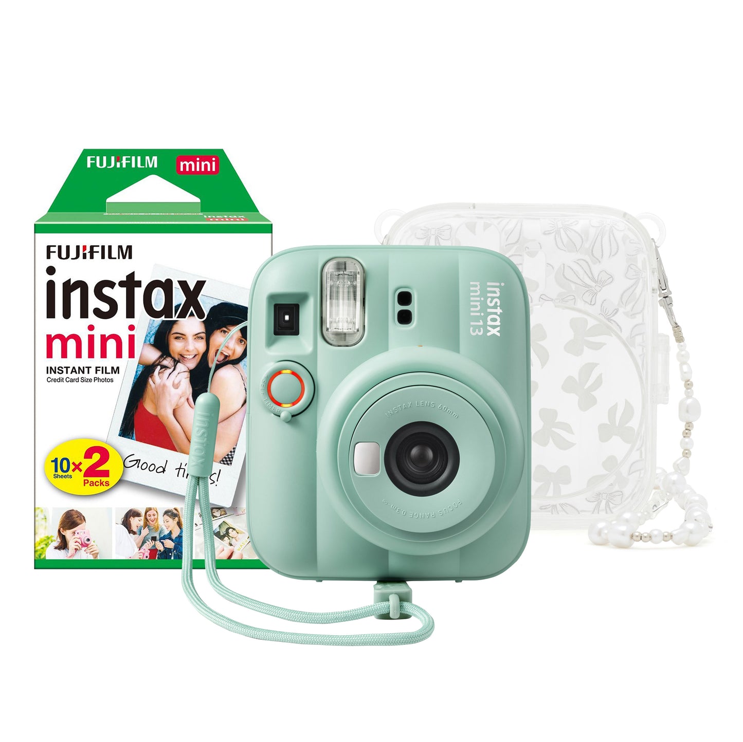 Fujifilm Instax Mini 13 Instant Camera - Lagoon Green Camera + 20 Shot Pack + Skinny Dip Case