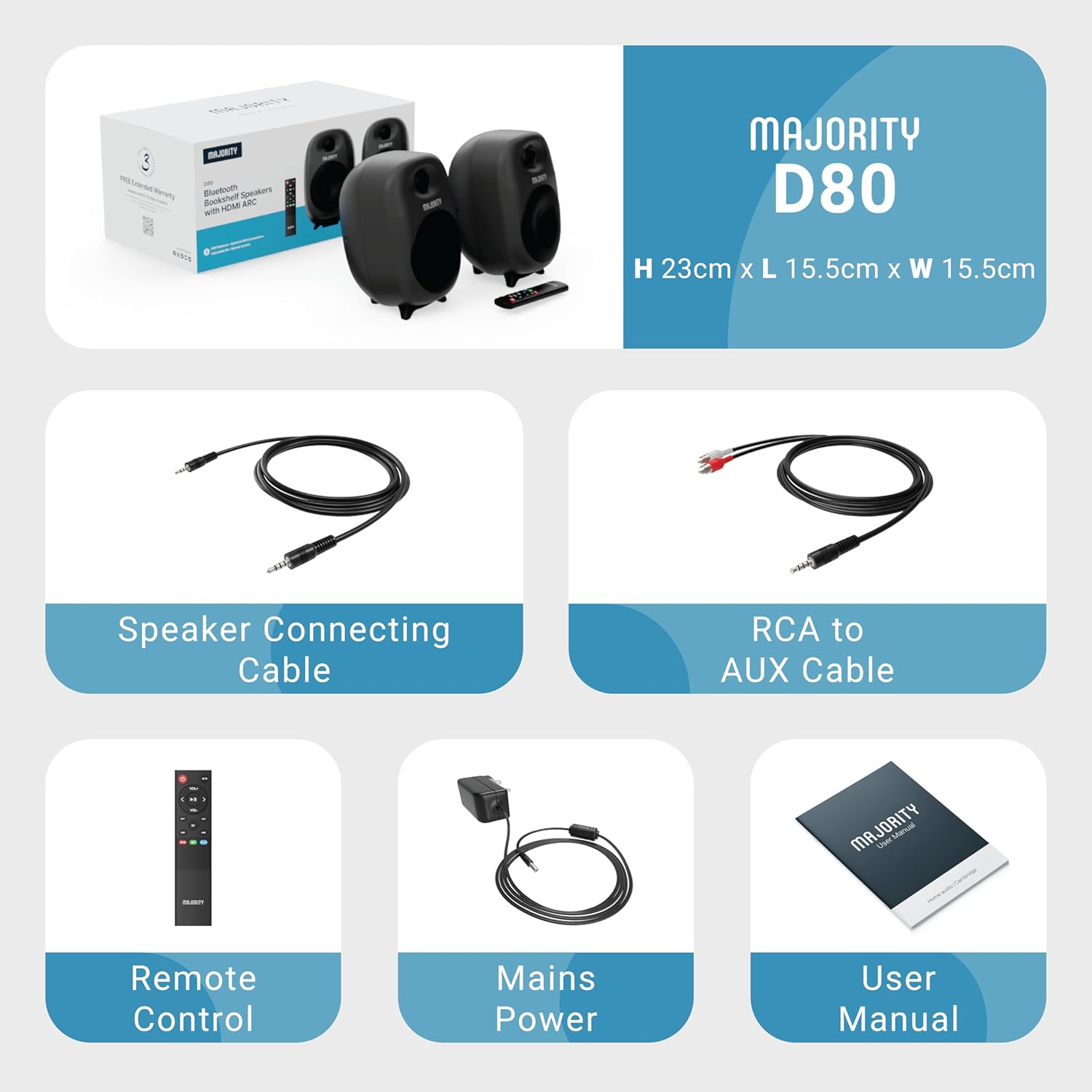 Majority D80 Bookshelf Speakers