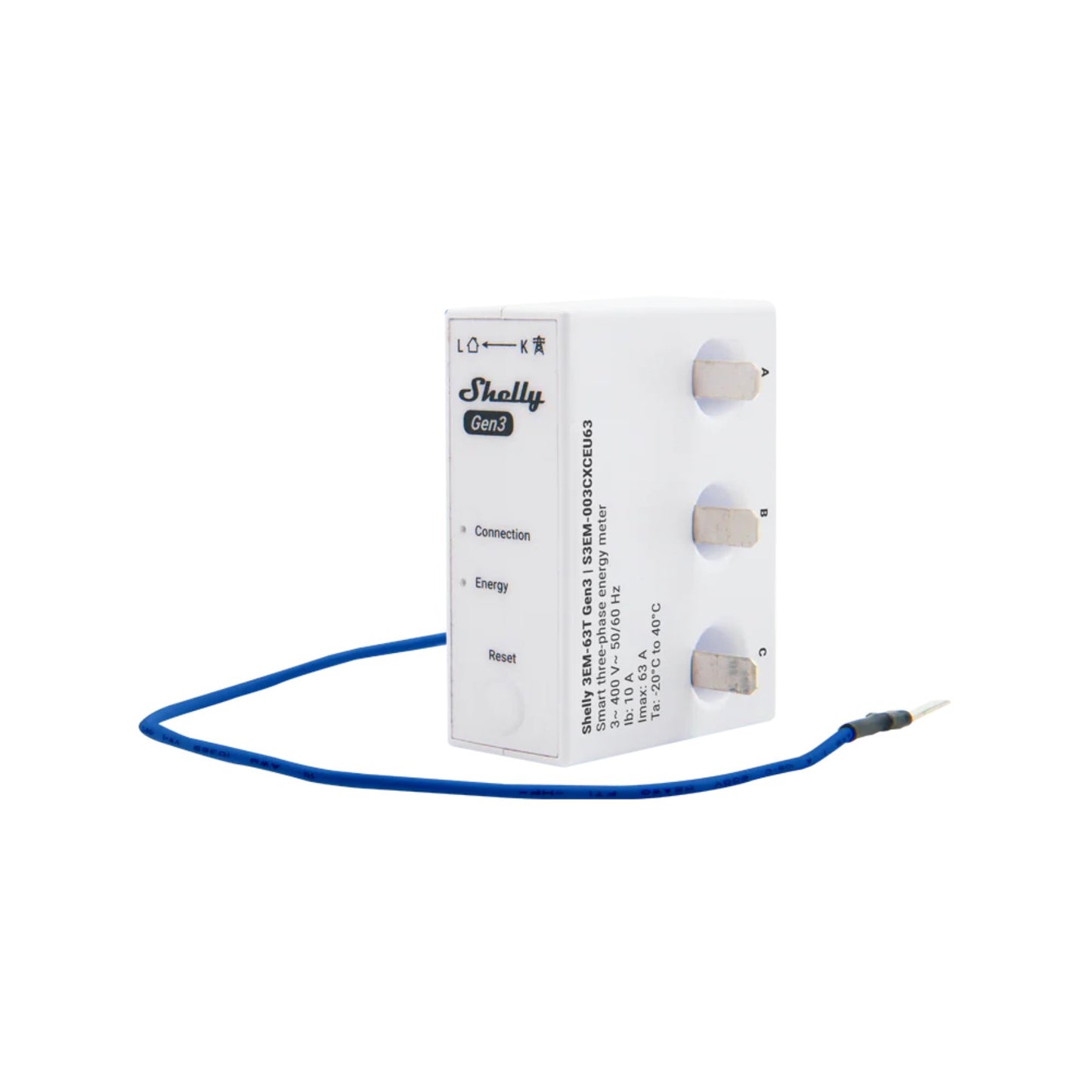 Shelly 3EM-63T Gen3 WiFi Three-Phase Energy Meter with Integrated Current-Transformers