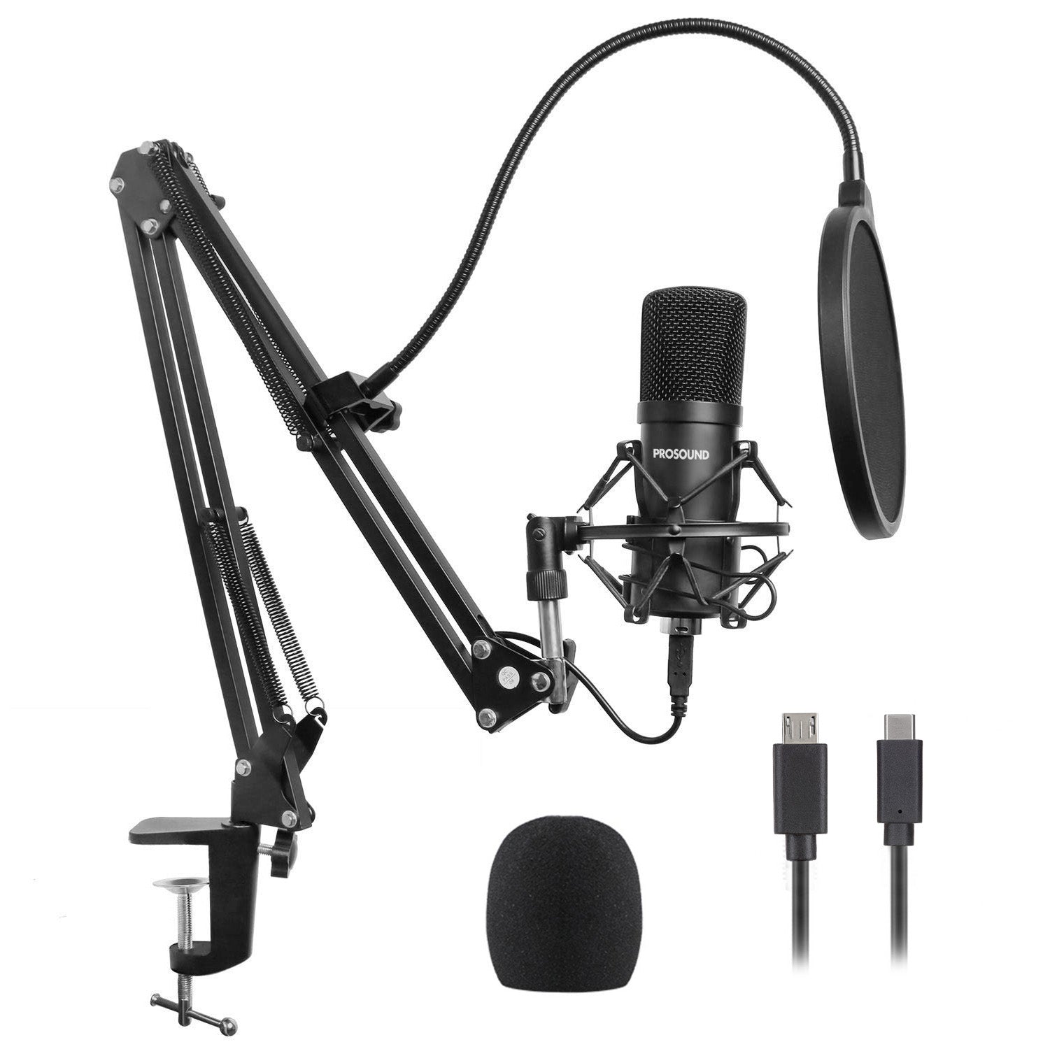 ProSound USB Condenser Cardioid Microphone with Boom Arm Kit