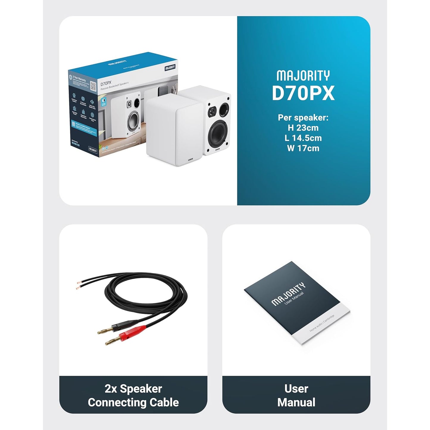 Majority D70X Passive Bookshelf Speakers