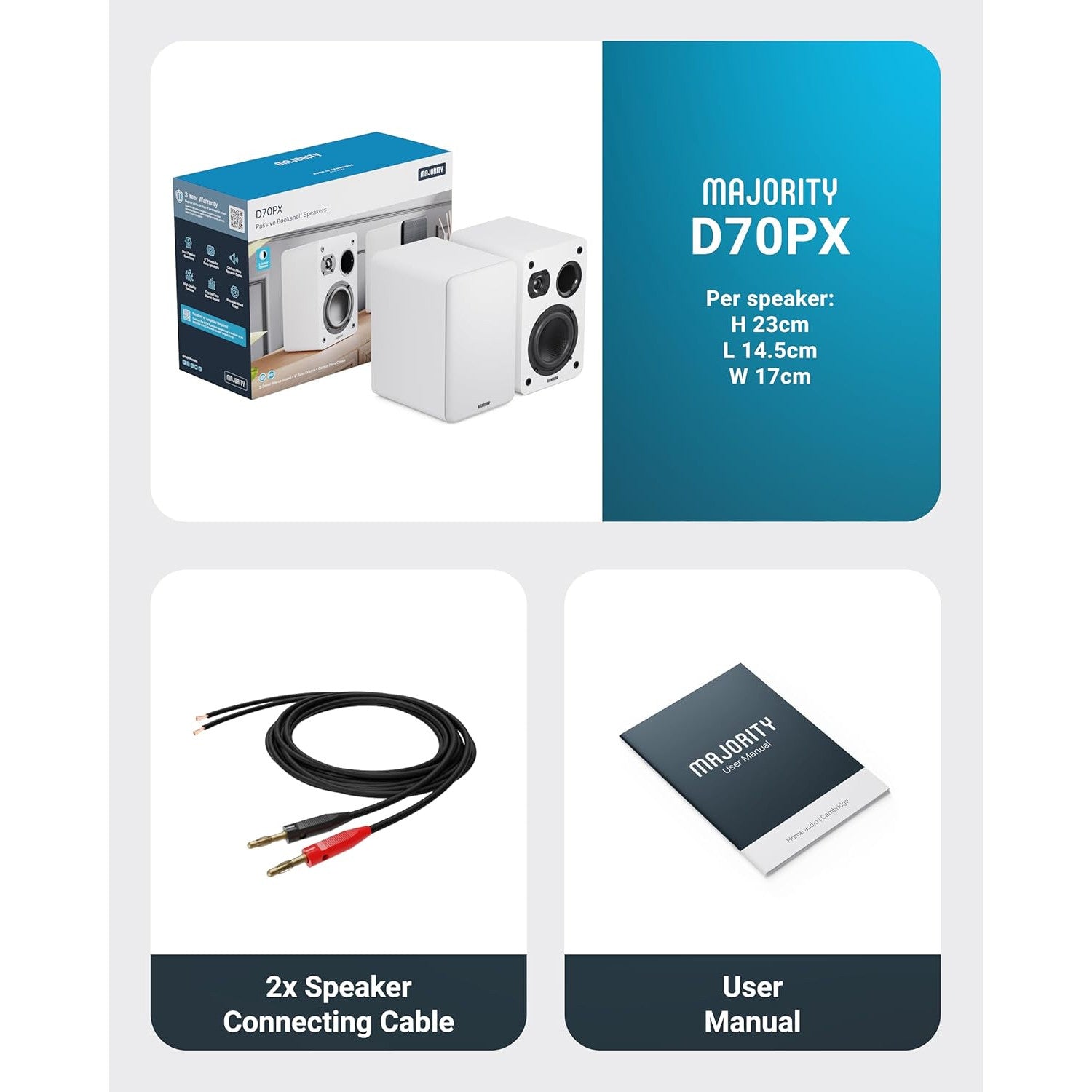 Majority D70X Passive Bookshelf Speakers