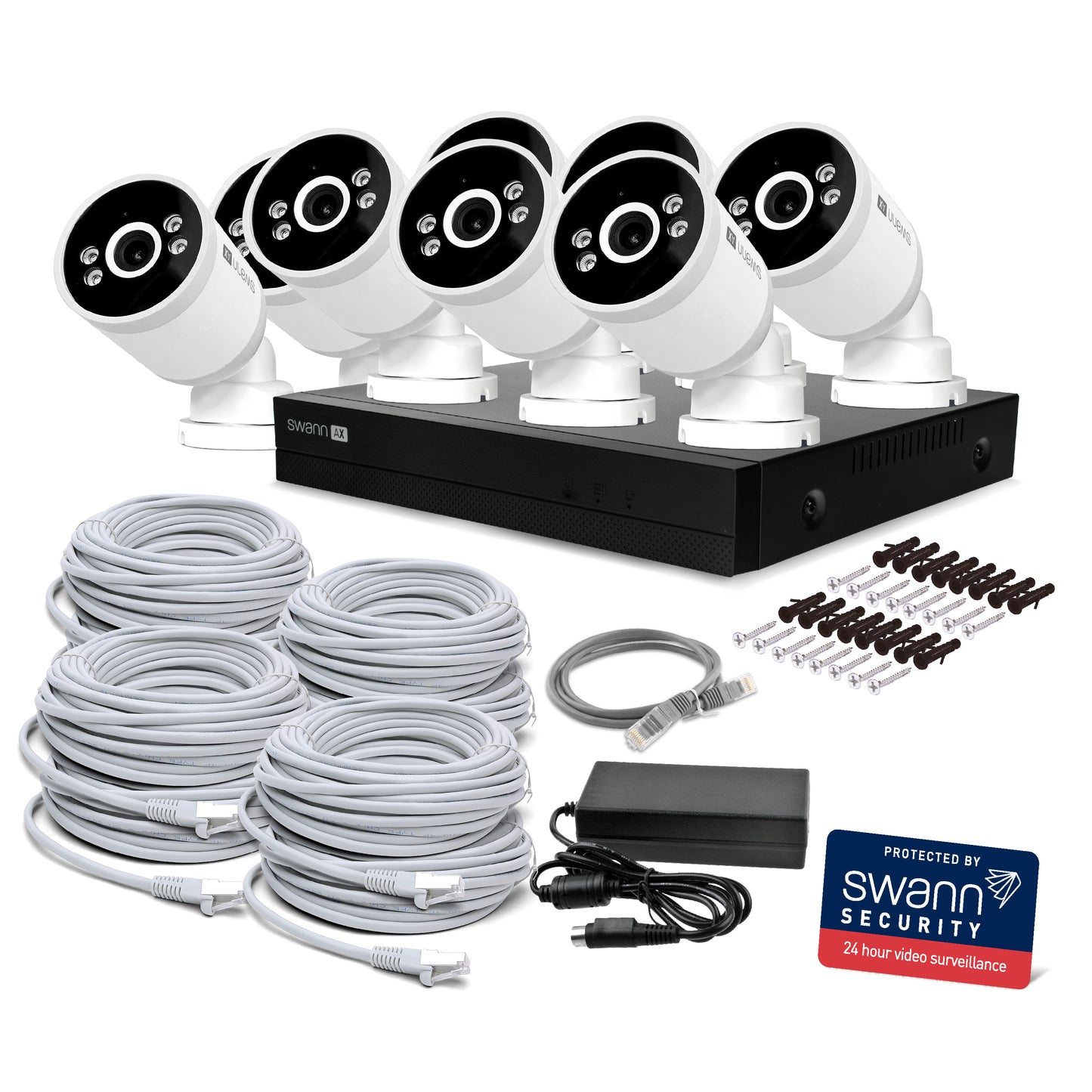 Swann AdvancedX 4K 2TB 16-Channel Wired PoE NVR CCTV with 8 Bullet Camera Kit