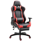 Maplin Plus High-Back Faux Leather Swivel Reclining Office Gaming Chair with Footrest - Red & Black - maplin.co.uk