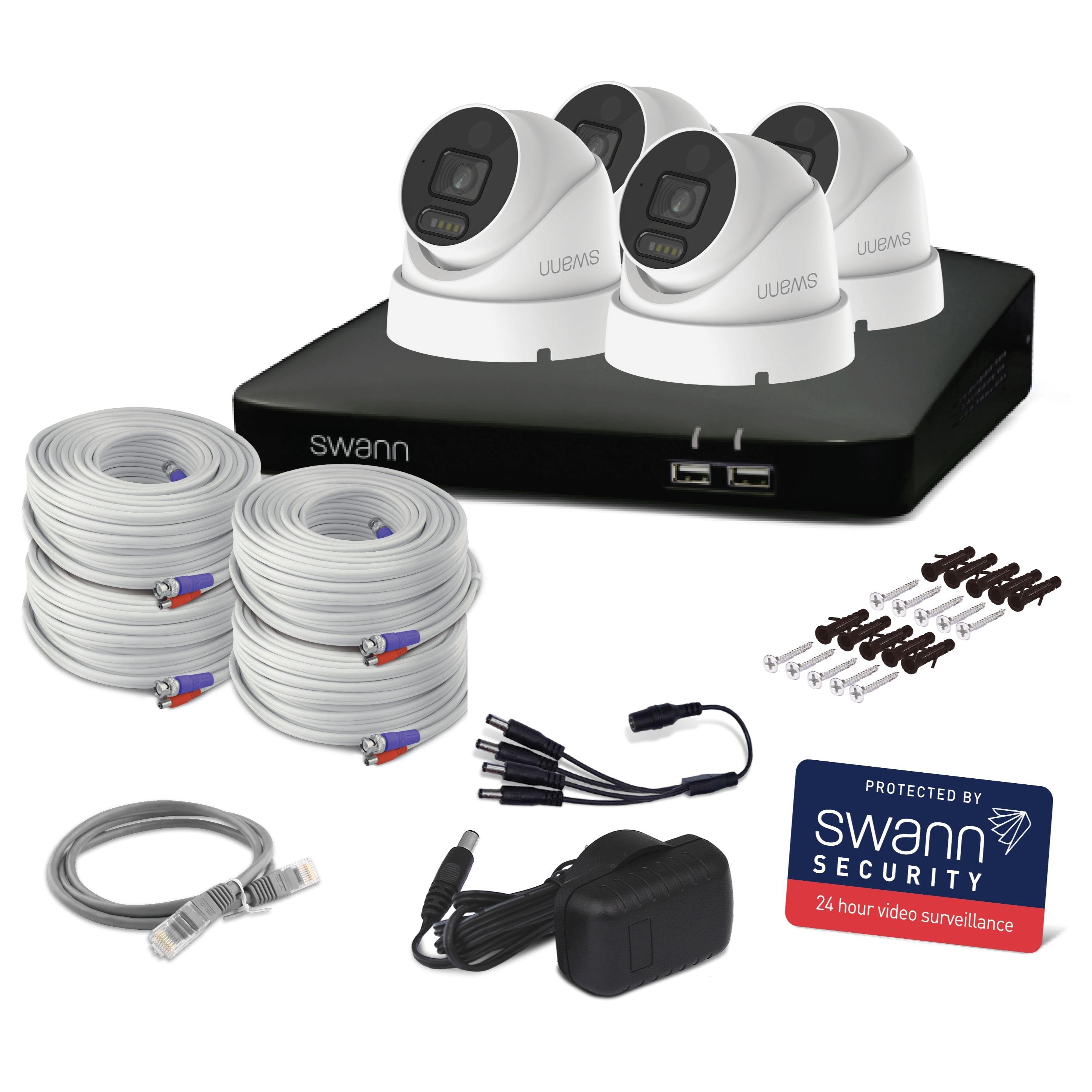 Swann 4K 1TB 8-Channel Wired DVR CCTV Kit with 4 Dome Cameras