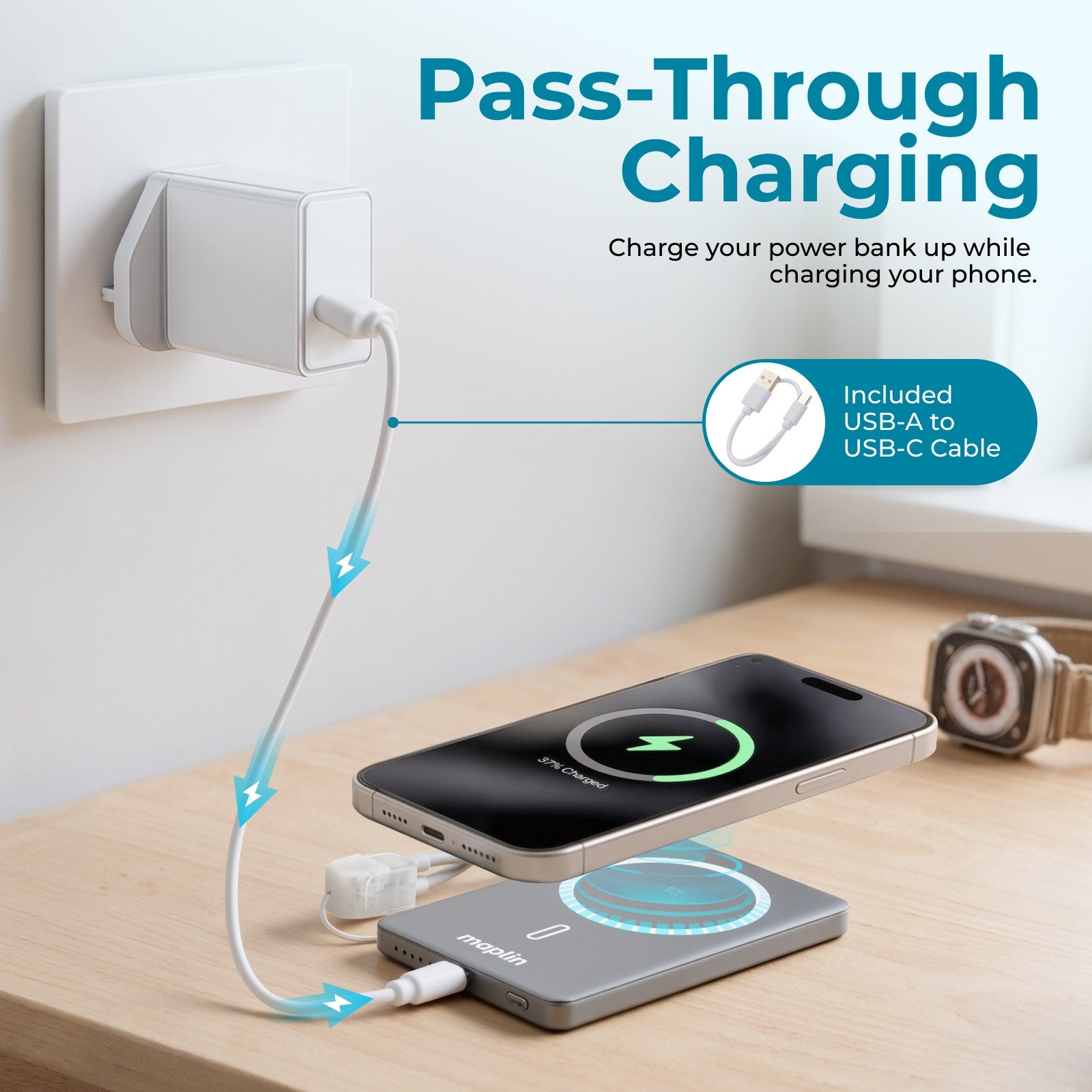 Maplin 5000mAh USB-C MagSafe Wireless Power Bank