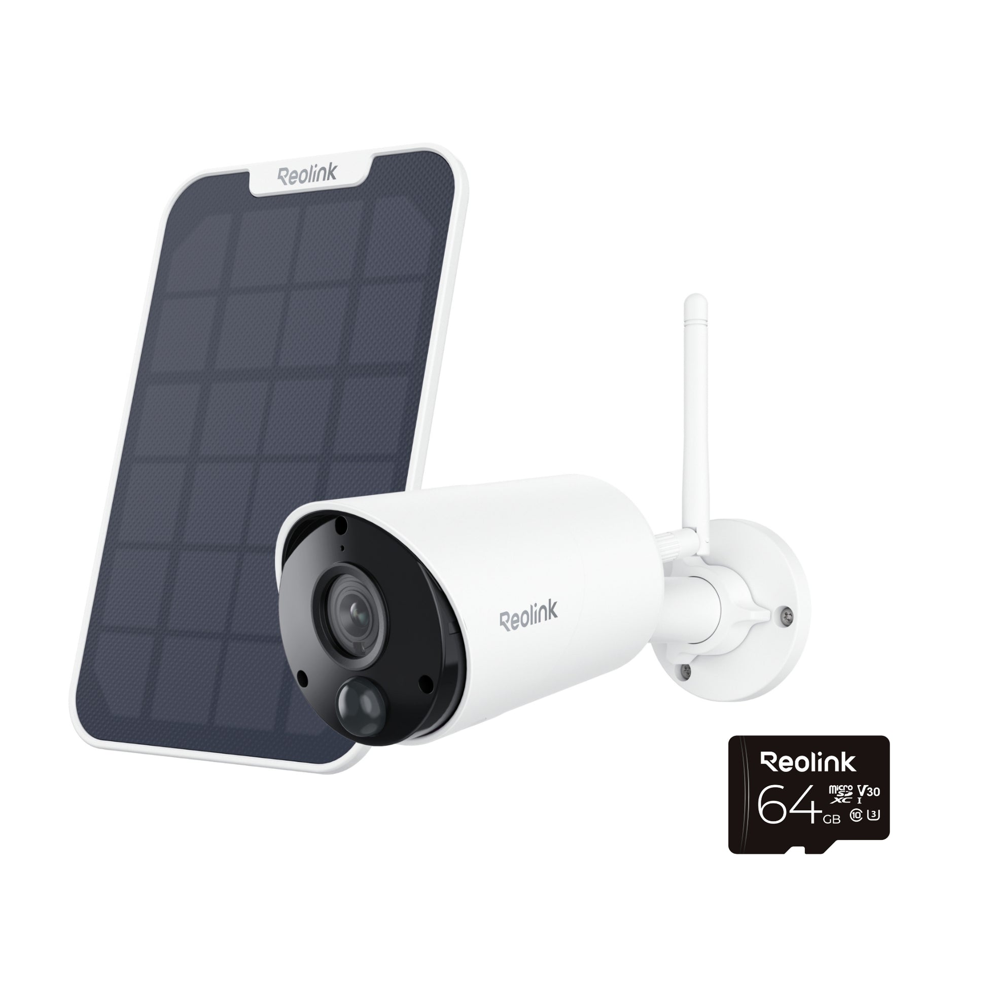 Reolink Argus Series 2K 3MP Battery WiFi Outdoor Security Camera with Solar Panel & 64GB microSD Card