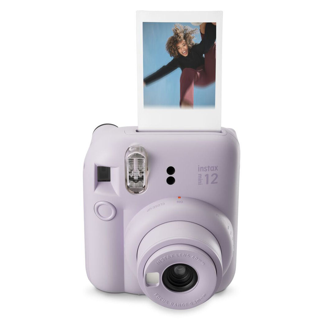 Fujifilm Instax Mini 12 Instant Camera with LED String Lights, Glitter Case & Lavender Film - Lilac Purple