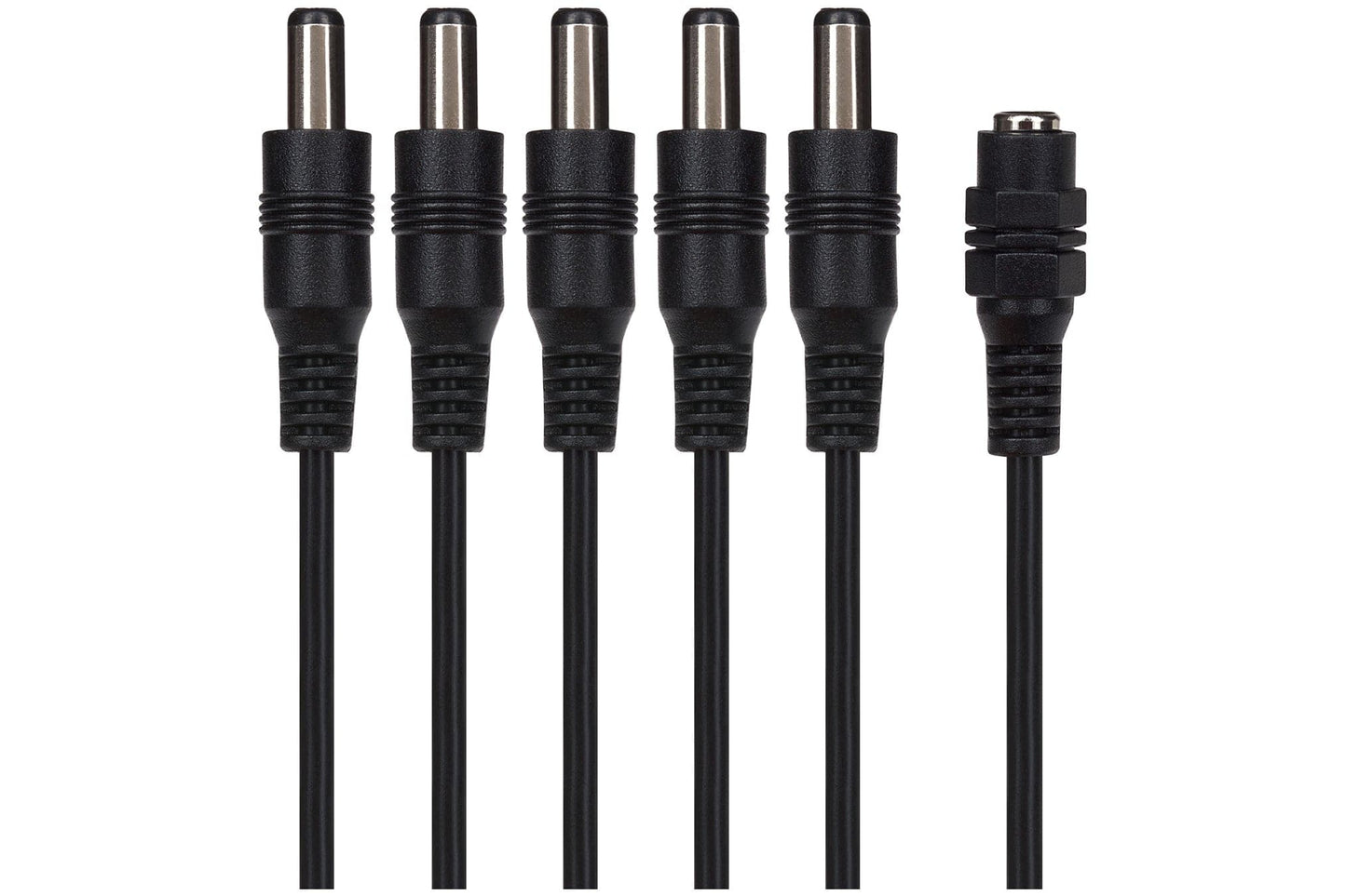 Maplin 5 Way Power Splitter Cable DC 1x Female 5x Male 5.5 x 2.1mm Plug for CCTV - Black - maplin.co.uk