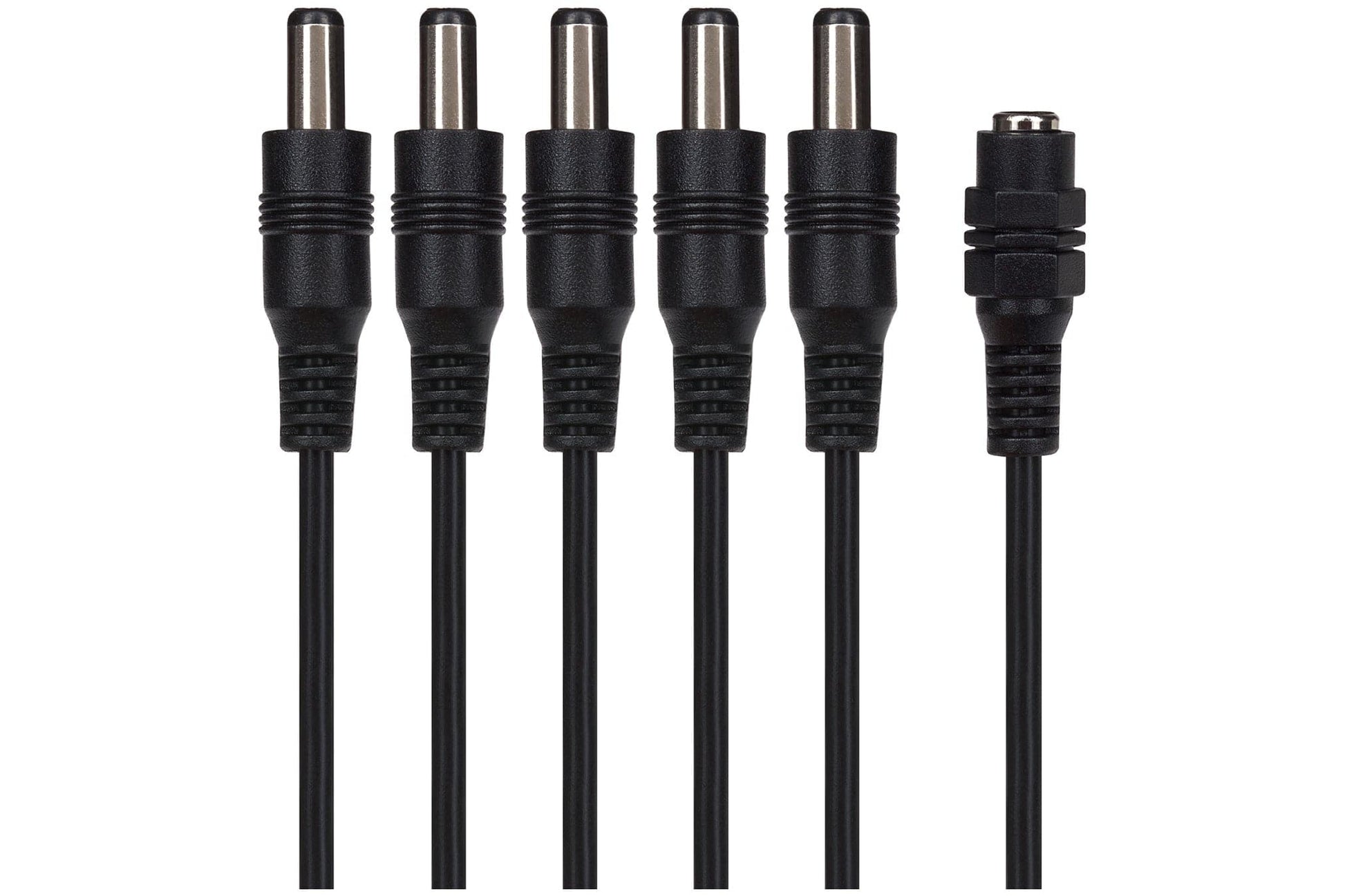 Maplin 5 Way Power Splitter Cable DC 1x Female 5x Male 5.5 x 2.1mm Plug for CCTV - Black - maplin.co.uk