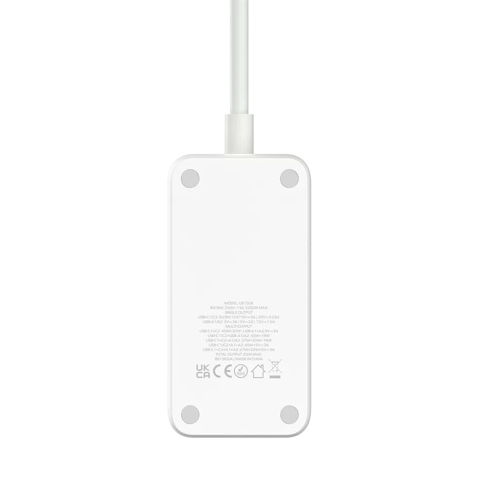 MOMAX OnePlug 65W GaN Extension Plug Socket Power Strip with 2x USB-C & 2x USB-A - 2m